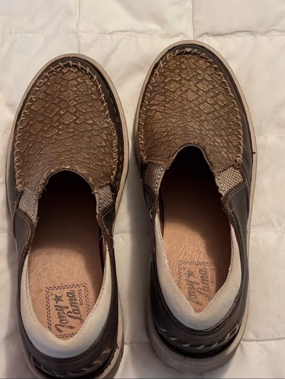 Tony Lama Women's Brown Textured Slip-On Loafers